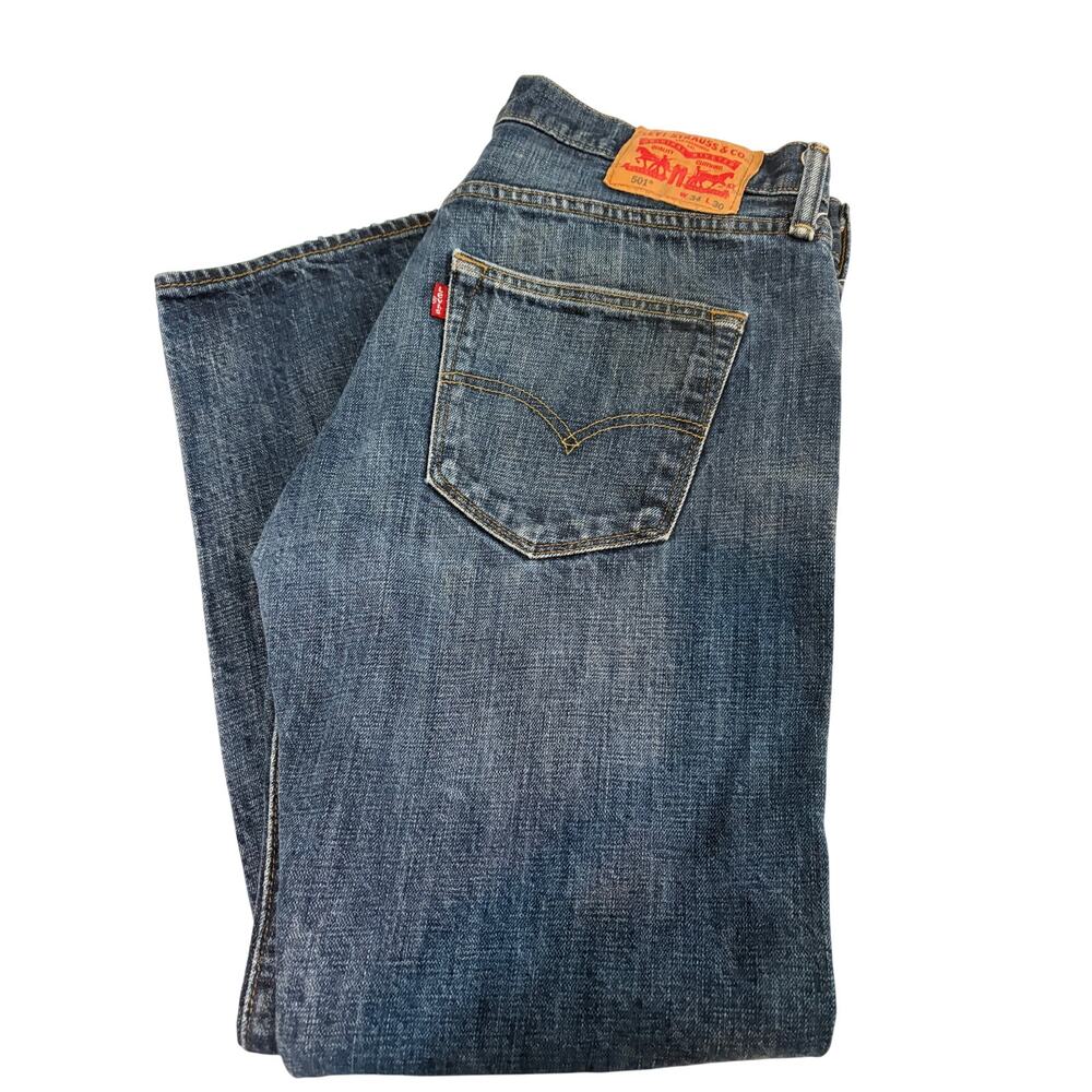 Levis 501 Original Fit Jeans 34x30 Button Fly Medium Wash Made in Mexico Y2K‎
